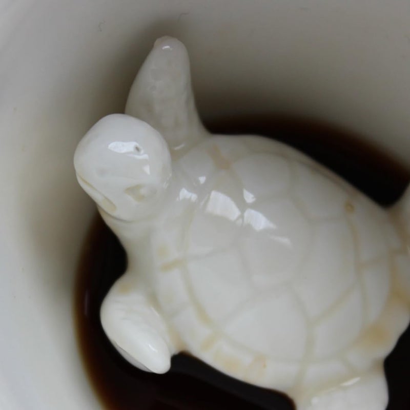Creature Cups TURTLE Ceramic Cup (11 Ounce, Grey Blue Exterior) - Surprise 3D Sea Animal Inside Emerges As You Drink - Birthday, Holiday Drinkware Gift for Ocean and Coffee & Tea Lovers - Image 3